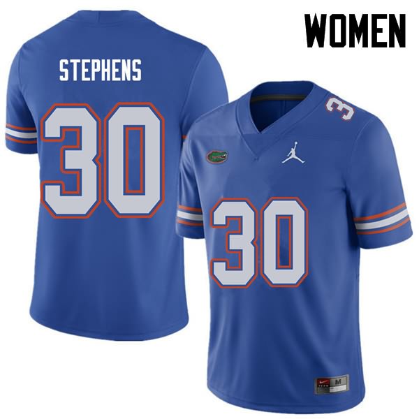 Women's NCAA Florida Gators Garrett Stephens #30 Stitched Authentic Jordan Brand Royal College Football Jersey MAT8565MJ